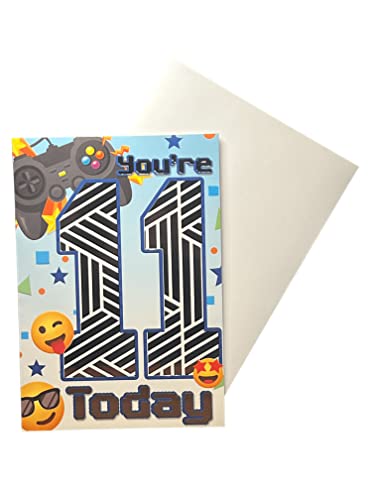 Sensations / Xpress Yourself Express Yourself Geburtstagskarte für Jungen zum 11. Geburtstag, inkl. Umschlag, animierter Game-Controller und Emoji-Design, 19 x 13,3 cm von Sensations / Xpress Yourself