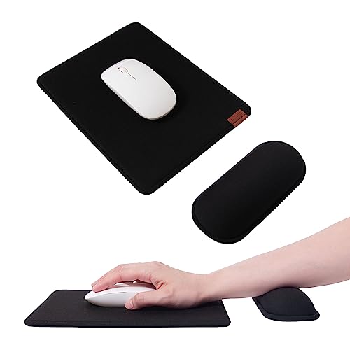 SenseAGE Mauspad mit Handauflage | 24x18 cm ergonomisches Mousepad Handgelenkauflage Set | Mausunterlage mit weichem Kissen für Büro/Homeoffice/Unterwegs | geeignet für alle Mäuse - Schwarz von SenseAGE