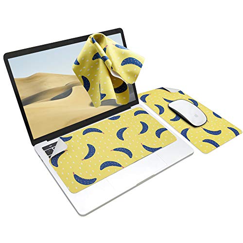 SenseAGE Microfasertuch Tastaturschutz mit attraktiv Bilder für 13 Zoll Laptop MacBook | 3 in 1 Mauspad, Bildschirmreiniger, Display-, Tastaturabdeckung | Notebook Schutztuch, Banane von SenseAGE