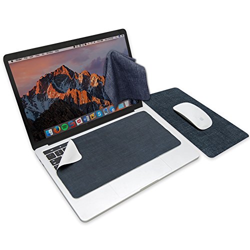 SenseAGE Microfasertuch Tastaturschutz mit attraktiv Bilder für 13 Zoll Laptop MacBook | 3 in 1 Mauspad, Bildschirmreiniger, Display-, Tastaturabdeckung | Notebook Schutztuch, Dunkelblau von SenseAGE