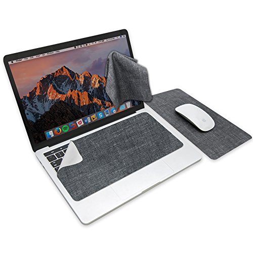 SenseAGE Microfasertuch Tastaturschutz mit attraktiv Bilder für 13 Zoll Laptop MacBook | 3 in 1 Mauspad, Bildschirmreiniger, Display-, Tastaturabdeckung | Notebook Schutztuch, Hellgrau von SenseAGE