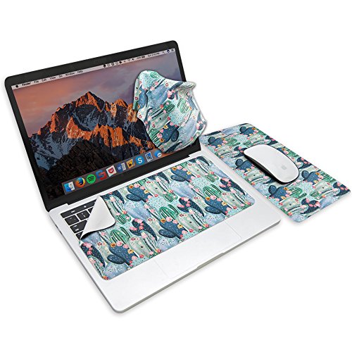 SenseAGE Microfasertuch Tastaturschutz mit attraktiv Bilder für 13 Zoll Laptop MacBook | 3 in 1 Mauspad, Bildschirmreiniger, Display-, Tastaturabdeckung | Notebook Schutztuch, Kaktus von SenseAGE