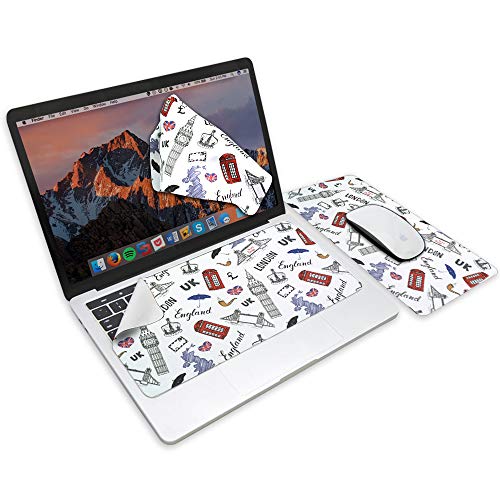 SenseAGE Microfasertuch Tastaturschutz mit attraktiv Bilder für 13 Zoll Laptop MacBook | 3 in 1 Mauspad, Bildschirmreiniger, Display-, Tastaturabdeckung | Notebook Schutztuch, London City von SenseAGE
