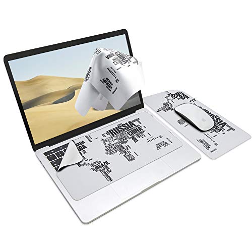 SenseAGE Microfasertuch Tastaturschutz mit attraktiv Bilder für 13 Zoll Laptop MacBook | 3 in 1 Mauspad, Bildschirmreiniger, Display-, Tastaturabdeckung | Notebook Schutztuch, Weltkarte von SenseAGE