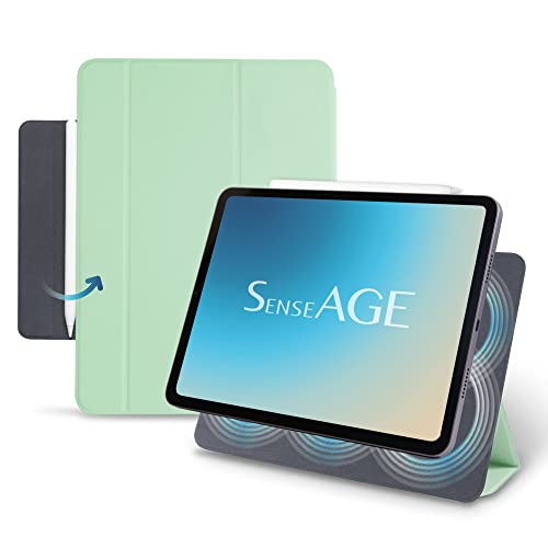 SenseAGE iPad Hülle mit Ständer für iPad Air 10,9 Zoll 4. & 5. Generation (2020/2022) / iPad Pro 11 Zoll (2018/2020/2021), Ultra schlanke Magnetfolie mit Apple Pencil Stifthalter - Grün von SenseAGE