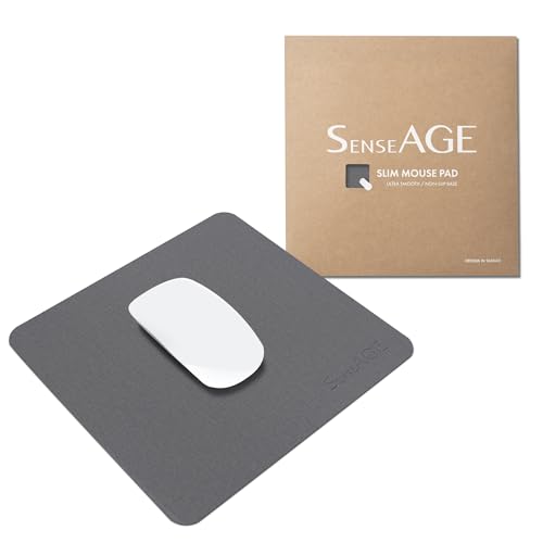 SenseAGE klein Mauspad 22x22cm | 0.2cm Ultradünnes Mousepad | Unterlage für Laser-/Kabel/Kabellos Maus | klein Mouse Mat ideal für Büro und Homeoffice | Slim Mausmatte (Dunkelgrau (mit Logo)) von SenseAGE
