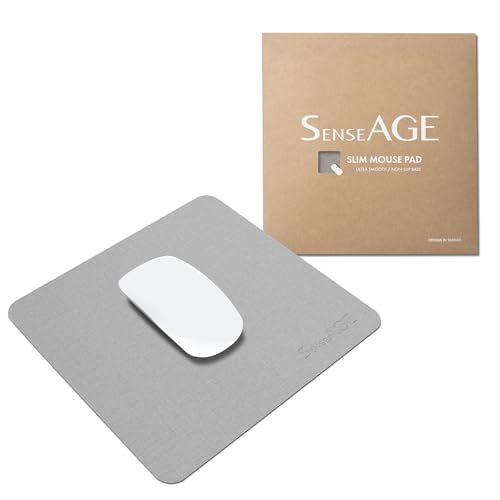 SenseAGE klein Mauspad 22x22cm | 0.2cm Ultradünnes Mousepad | Unterlage für Laser-/Kabel/Kabellos Maus | klein Mouse Mat ideal für Büro und Homeoffice | Slim Mausmatte (Hellgrau (mit Logo)) von SenseAGE