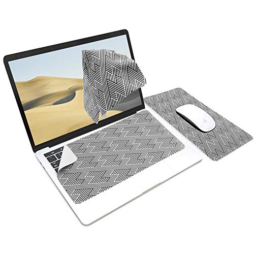 SenseAGE x ekax Microfasertuch Tastaturschutz mit attraktiv Bilder für 13 Zoll Laptop MacBook | 3 in 1 Mauspad, Bildschirmreiniger, Display-, Tastaturabdeckung | Notebook Schutztuch, Abstrakter Umriss von SenseAGE