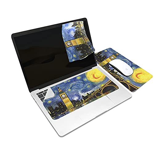 SenseAGE x ekax Microfasertuch Tastaturschutz mit attraktiv Bilder für 13 Zoll Laptop MacBook | 3 in 1 Mauspad, Bildschirmreiniger, Display-, Tastaturabdeckung | Notebook Schutztuch, London Night von SenseAGE