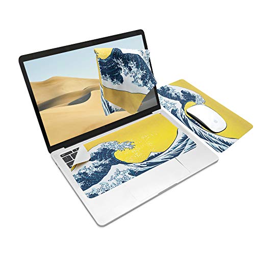 SenseAGE x ekax Microfasertuch Tastaturschutz mit attraktiv Bilder für 13 Zoll Laptop MacBook | 3 in 1 Mauspad, Bildschirmreiniger, Display-, Tastaturabdeckung | Notebook Schutztuch, Ukiyo-e von SenseAGE