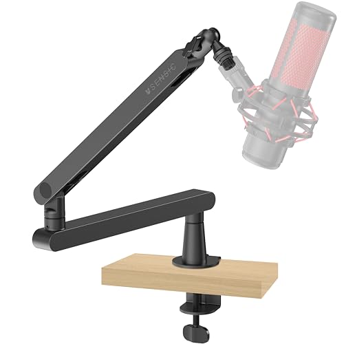 SENSIC SA-30 LP Low Profile Mikrofonständer Tisch mit 360° drehbarem Mikrofonarm, für Streaming mit integriertem Kabelmanagement, Universelle Mikrofon Halterung, Boom Arm von Sensic