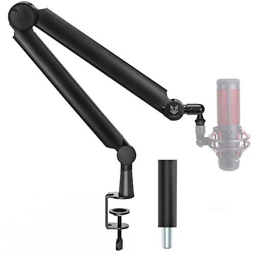 SENSIC SA-30 Mikrofonständer Tisch mit 360° drehbarem Schwenkarm, optionale Erhöhung und 3/8 bis 5/8 Adapter, Universelle Mikrofon Halterung, Profi Mikrofonarm inkl. Zubehör, Boom Arm Schwarz von Sensic