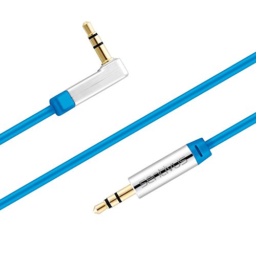 Sentivus 2m Aux Kabel, Audio Klinkenkabel 3,5mm 90 Grad gewinkelt, passgenau für iPhones, iPads, Smartphones, Tablet & andere Stereo Geräte, blau von Sentivus