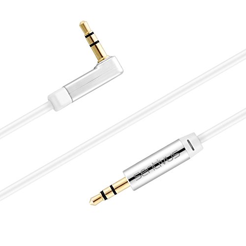 Sentivus 2m Aux Kabel, Audio Klinkenkabel 3,5mm 90 Grad gewinkelt, passgenau für iPhones, iPads, Smartphones, Tablet & andere Stereo Geräte, weiß von Sentivus