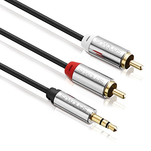 Sentivus AU070 Premium Audio Klinken auf Cinch Kabel (3,5mm Stecker auf 2x Cinch-Stecker), Vergoldete Kontakte, 5,00m, schwarz von Sentivus