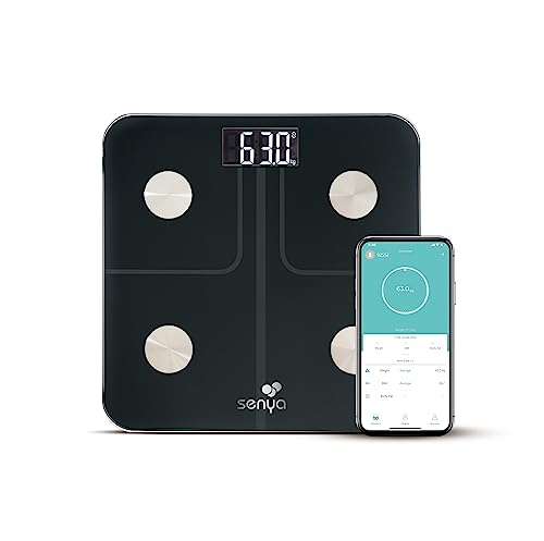 SENYA Personenwaage – Körperanalysewaage, mit Bluetooth, 13 Körperindizes, App FitDays Farbe Schwarz – Smart Body SYWB-S008B von Senya