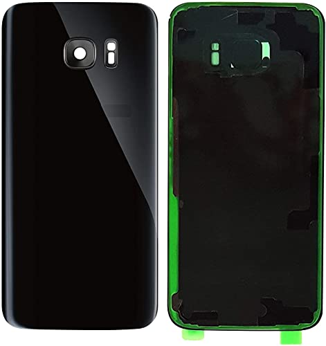 (KIT) Batterieabdeckung + doppelseitiges Klebeband + Linse kompatibel für Samsung Galaxy S7 G930F G930 Ersatzglas hinten Back Cover Rückseite Klebefolie + Linse mit Rahmen (schwarz) von Senza Marchio