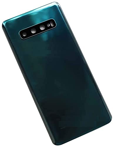 (KIT) Batterieabdeckung + doppelseitiges Klebeband + Objektiv kompatibel mit Samsung Galaxy S10 Plus G975 S10+ G975F Ersatzglas Rückseite Abdeckung Kleber + Linse mit Rahmen Kamera (Grün) von Senza Marchio