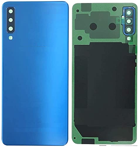 (Set) Akku-Abdeckungen + doppelseitigem Klebeband + Linse kompatibel für Samsung Galaxy A7 (2018) SM-A750F A750 Nr. 1 Rückseite Back Cover Rückseite + Kleber + Linse mit Rahmen (Blau) von Senza Marchio