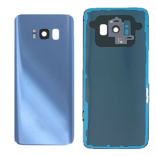 (Set) Akku-Abdeckungen + doppelseitigem Klebeband + Linse kompatibel für Samsung Galaxy S8 G950 G950F Ersatzglas Rückseite Rückseite Abdeckung Aufkleber + Objektiv Kamera (Blau) von Senza Marchio