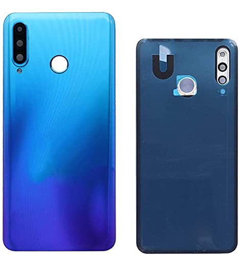 Akku-Abdeckungen + doppelseitigem Klebeband + Linse kompatibel für Huawei P30 Lite / 48MPX MAR-LX1A / LX1B 1 Glas Rückseite Cover + Kleber + Linse mit Rahmen (Blau) von Senza Marchio