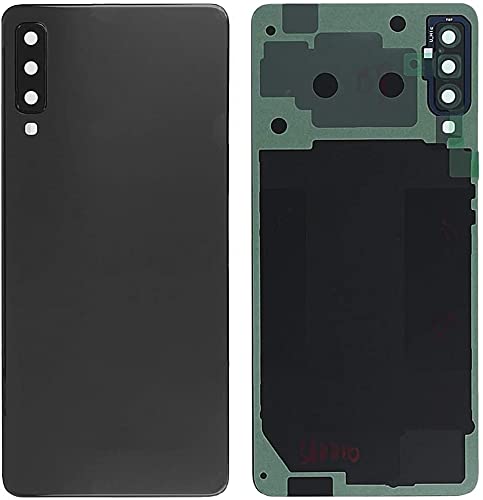 Akku-Abdeckungen + doppelseitigem Klebeband + Linse kompatibel für Samsung Galaxy A7 (2018) SM-A750F A750 Nr. 1 Rückseite Back Cover Rückseite + Kleber + Linse mit Rahmen (schwarz) von Senza Marchio