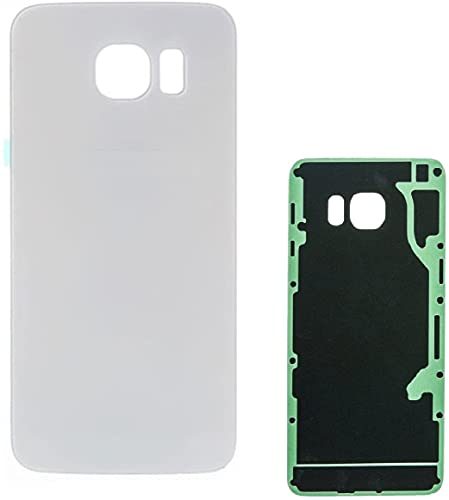 Akku-Abdeckungen + doppelseitigem Klebeband kompatibel für Samsung Galaxy S6 SM-G920F G920 G920F Ersatzglas Rückseite Cover + Kleber (weiß) von Senza Marchio