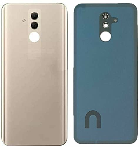 Kompatibel mit Huawei Mate 20 Lite (SNE-LX1 SNE-L21 SNE-AL00) Ersatz-Akkudeckel aus Glas hinten Rückseite Rückseite komplett doppelseitiges Klebeband + Objektiv Kameraobjektiv (Gold/Gold) von Senza Marchio