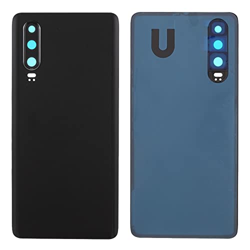 Akkuabdeckung + doppelseitiges Klebeband + Linse kompatibel mit Huawei P30 / ELE-L29 ELE-L09 Nr. 1 Rückseite Rückseite Rückseite + Aufkleber + Linse mit Rahmen (schwarz) von Senza Marchio