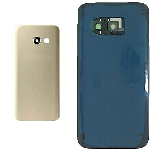 Set mit 3 Akku-Abdeckungen + doppelseitigem Klebeband + Linse kompatibel für Samsung Galaxy A5 (2017) SM-A520F A520 Nr. 1 Rückseite Back Cover Rückseite + Kleber + Linse mit Rahmen (Gold) von Senza Marchio