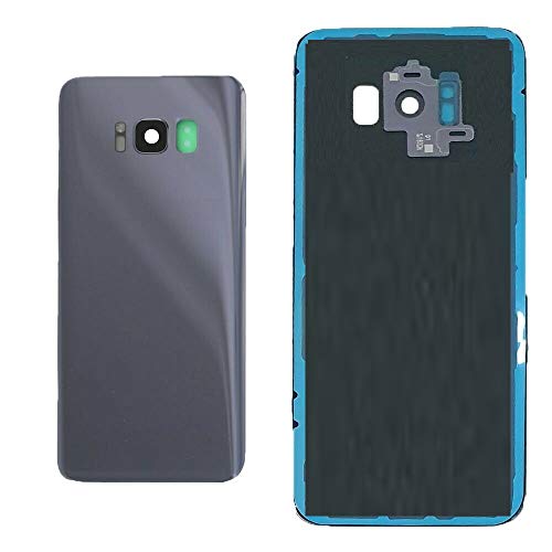 Set mit 3 Akku-Abdeckungen + doppelseitigem Klebeband + Linse kompatibel für Samsung Galaxy S8 Plus G955F G955 S8+ Ersatzglas Rückseite Rückseite Aufkleber + Kameralinse (Grau) von Senza Marchio