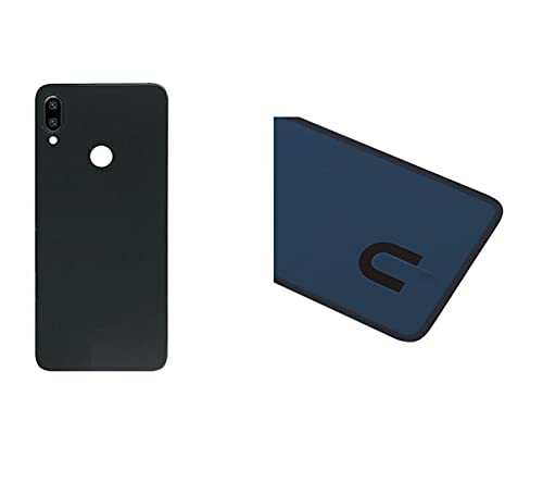 Set mit 3 Akku-Abdeckungen + doppelseitigem Klebeband + Linse kompatibel für Xiaomi Redmi Note 7 / Note 7 Pro M1901F7E M1901F7C Rückseite Backcover Abdeckung + Kleber + Linse mit Rahmen (schwarz) von Senza Marchio