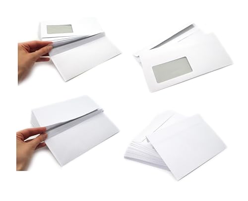 Briefumschläge Briefe Brief groß oder klein mit Fenster oder ohne Fenster Weiss (100, Klein - ohne Fenster) von Sepkina