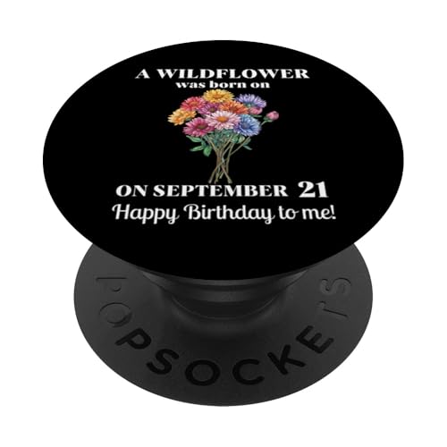 21. September Geburt Blume Aster 21. September Geburtstag PopSockets Klebender PopGrip von September Birthday Wildflower Designs