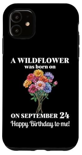 24. September Geburt Blume Aster 24 September Geburtstag Hülle für iPhone 11 von September Birthday Wildflower Designs
