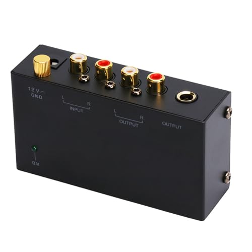 100‑240 V Phono Plattenspieler Vorverstärker, mit Stereo Cinch Eingang, Cinch Ausgang,Unabhängige Knopfsteuerung, Mini Phono Plattenspieler Vorverstärker Vorverstärker für Lautsprecher, Computer(EU) von Septpenta