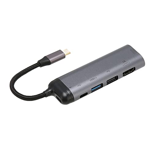 6 in 1 USB C Hub mit Geflochtenem Nylonkabel, 4K 3840 X 2160, 30 Hz, Hohe Auflösung, Eingebauter Dual Core Chip, PD Schnellladung, Geeignet für Mobiltelefone von Septpenta