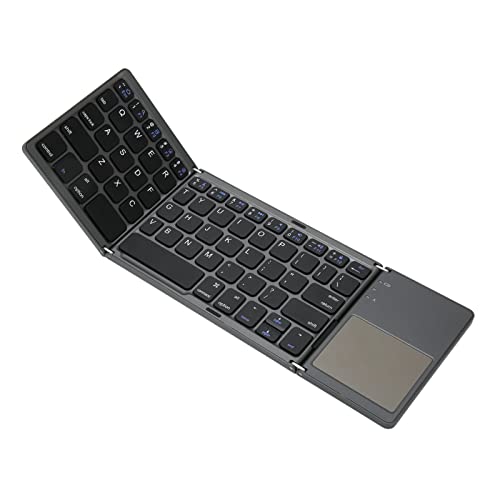 Faltbare Bluetooth Tastatur, TRI Fold Tragbare Kabellose Tastatur mit Touchpad, Taschen Reisetastatur, Ruhezustand für Smartphone, Tablet, Laptop von Septpenta