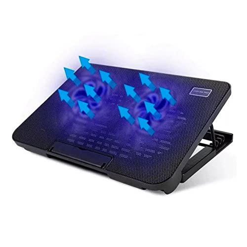 Laptop Kühlpad, Gaming Laptop Kühler mit Zwei Lüftern für 14 Zoll, 15 Zoll und 17 Zoll Geräte, USB Betriebene Beleuchtung mit Einstellbarem Winkel, Verwendung auf Dem Schreibtisch von Septpenta