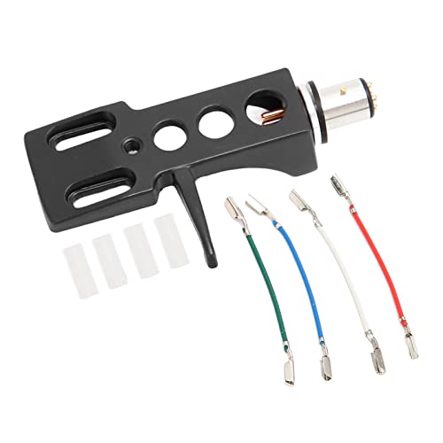Phono Headshell mit Farbcodierten Anschlussdrähten, Aluminiumlegierung, Stark und Stabil, Reiner und Satterer Klang, Universeller LP Vinyl Stylus Nadelhalter für Verschiedene Phonos(Schwarz) von Septpenta