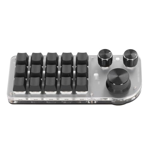 Septpenta 15 Tasten 3 Knöpfe Programmier Bare Kabel Gebundene Tastatur, Einhändige Makro Mechanische Tastatur, Dual Mode Anschluss für Büro, Spiele, Musik, Medien, Industrielle Steuerung von Septpenta