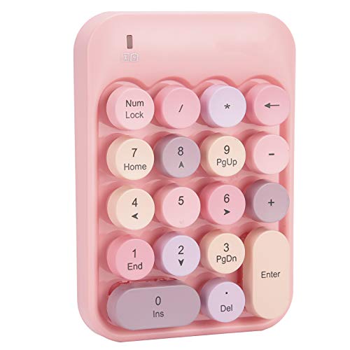 Septpenta 2,4 GHz Wireless Numeric Keyboard, Chocolate Keycap, Low Power mit Backspace Taste, 10 M Effektiver Steuerbereich, 18 Key Portable Silent Number Pad für Laptop, Desktop, PC(Farbpulver) von Septpenta