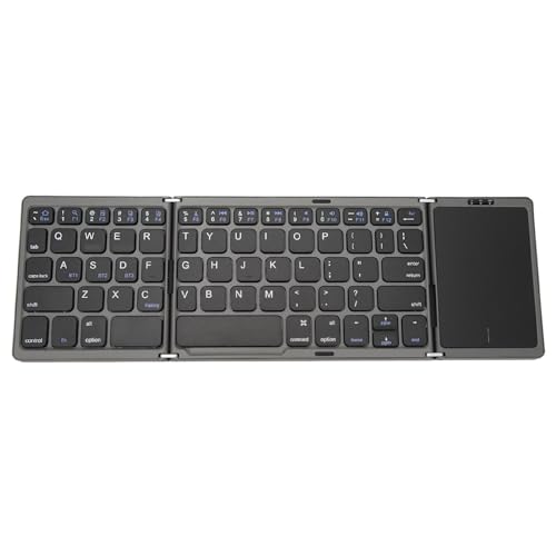 Septpenta Faltbare Bluetooth-Tastatur (mit Touchpad), Kabellose Faltbare Tastatur, 12 rutschfeste Gummipads, Kompatibel für Windows, für OS, für Android, für OS X für Smartphones, Tablets von Septpenta
