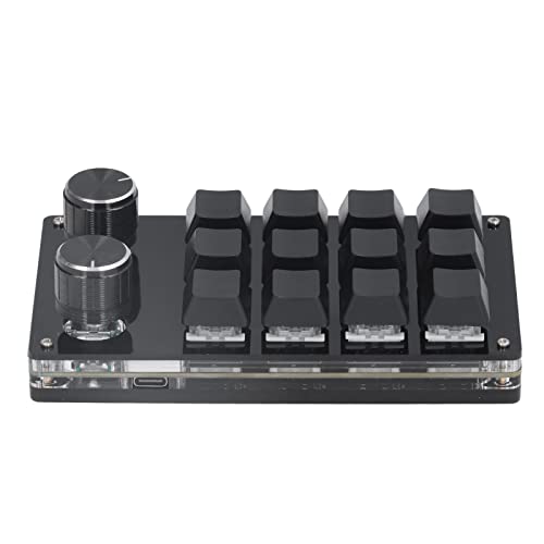 Septpenta Mechanische Gaming Tastatur, 12 Tasten DIY Programmierbare Tastatur mit 2 Verstellbaren Knöpfen, USB Kabel Plug and Play OSU Gaming Tastatur für Office Gaming Musikmedien von Septpenta