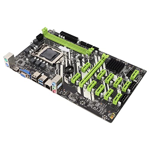 Septpenta Mining Mainboard, Vga Schnittstelle Gigabit LAN Schnittstelle PCIE16X 11 PCIE1X Desktop Computer Mainboard, 2 Kanal DDR4 3 SATA3.0 Schnittstelle Mehrphasen Netzteil für Büro von Septpenta