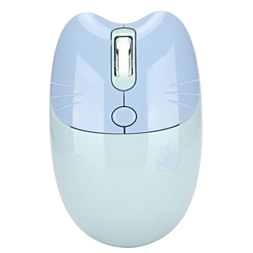 Septpenta Niedliche Leise Kabellose Maus, Cartoon Cat Paw Support 2.4G und BT Verbindung, DREI DPI, Bequemer Griff, Geeignet für Zuhause, Büro, Reisen(Blau) von Septpenta