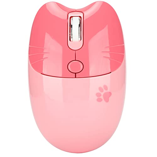 Septpenta Niedliche Leise Kabellose Maus, Cartoon Cat Paw Support 2.4G und BT Verbindung, DREI DPI, Bequemer Griff, Geeignet für Zuhause, Büro, Reisen(Rosa) von Septpenta