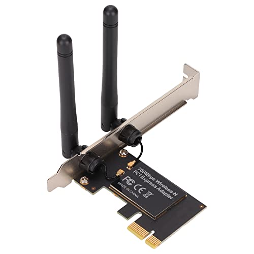 Septpenta PCIE WiFi Karte, 11N Wireless Technologie, 300 MBps Wireless Übertragung, 2 High Gain Antennen, 802.11B/G/N, 2,4 GHz, Geeignet für Motherboard PCIE X1, X4, X8, X16 von Septpenta