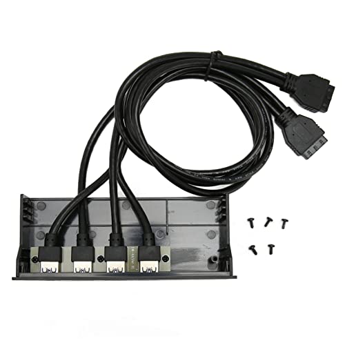 Septpenta USB3.0 Hub Frontplatte 4 Ports, 5,25 Zoll Interner USB Hub Aus Metall mit 4 USB 3.0 Ports, Kompatibel mit Windows 11 10 8.1 8 7 Vista XP, 5 Gbit/S Übertragung für PC Computergehäuse von Septpenta