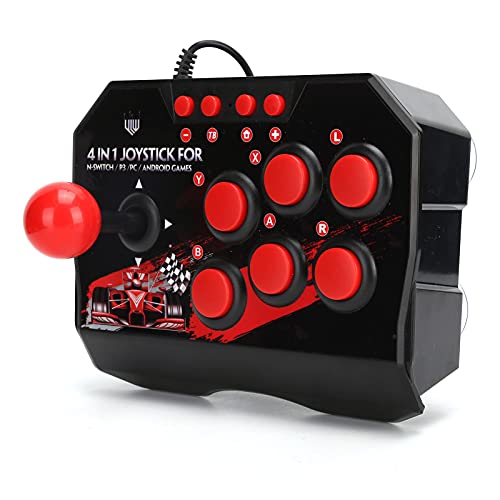 Universal Arcade Fight Stick für Switch/PC/PS3, mit USB Port, Ergonomisches Design, Schwarzes und Rotes Farbschema, Arcade Game Fighting Joystick für Arcade Spiele Zum Spielen Aller Arten Von Spielen von Septpenta